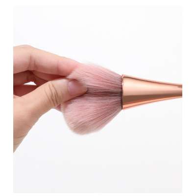 Rose Gold Plastic Handle Private Label Cosmetics Brush Single Powder Brush Blush Brush Face Cosmetics Makeup Kit